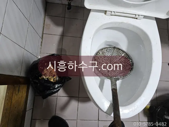 변기에서 꺼낸 이물을 걷어낸 직후
