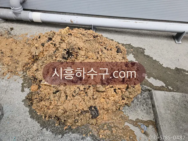 우수관에서 퍼낸 토사와 슬러지 더미