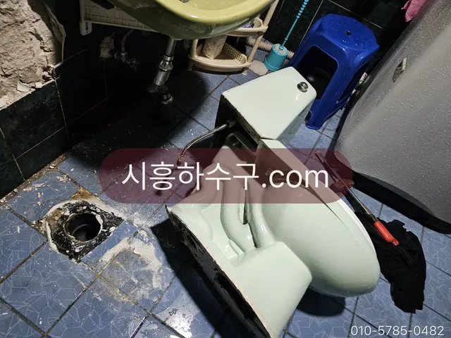금이 가 탈거한 구형 변기