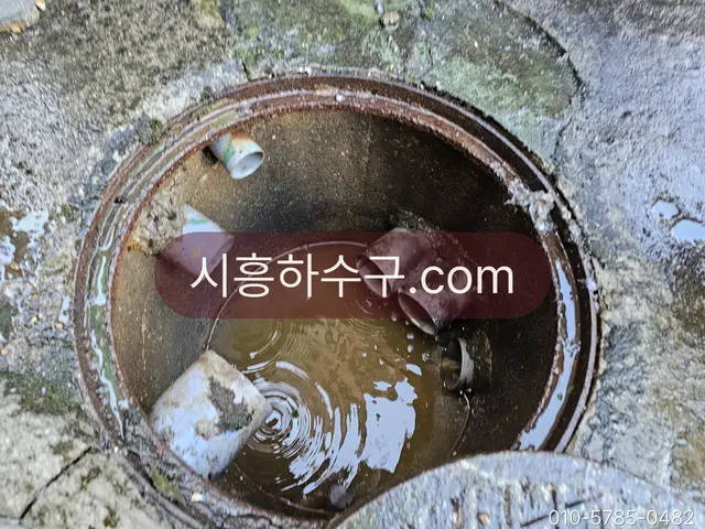 정화조로 이어지는 마당 오수받이 연결부 점검